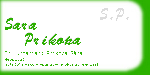 sara prikopa business card